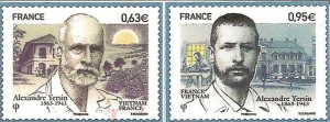 2013 timbres-postes français pour le 150ème anniversaire du Suisse Alexandre Yersin